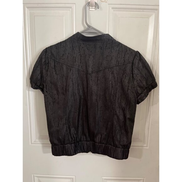 Kouture by Kimora black short sleeved zip front shirt jacket size Medium - Picture 2 of 6